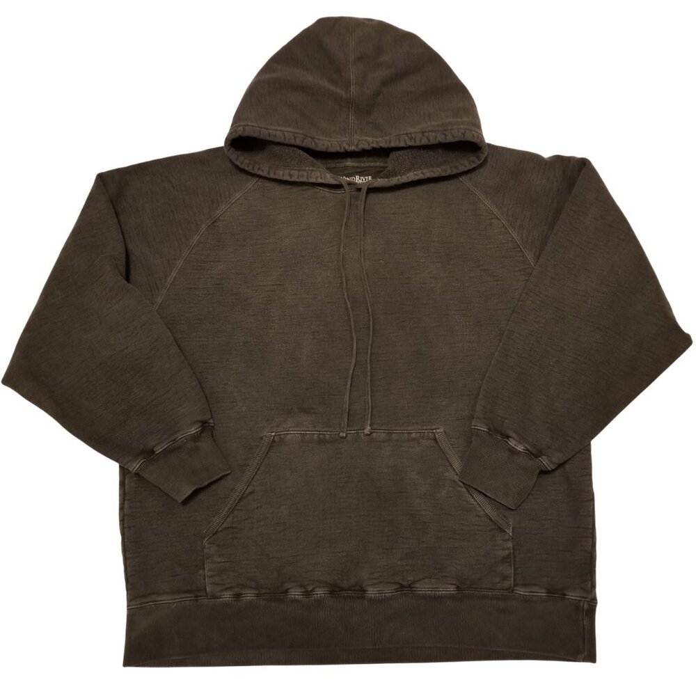 Washed Black 100% Cotton Hoodie Pre-Shrunk Men's Medium Thick Warm WindRiver